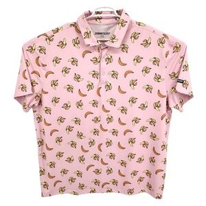 Shank It Golf Polo Mens 3XL Pink Banana Print Short Sleeve Performance Shirt